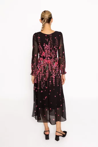 Rochie midi imprimeu floral roz RRS60805