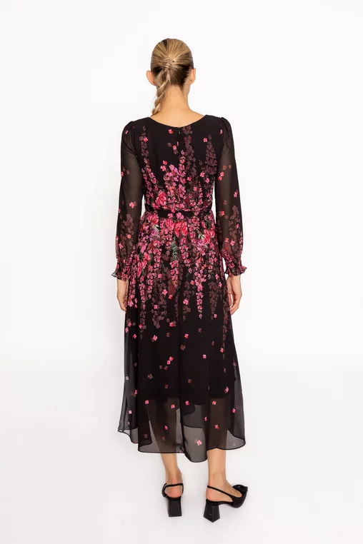 Rochie midi imprimeu floral roz RRS60805 thumbnail picture - 