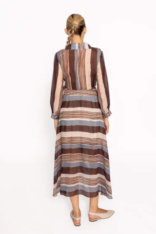 Rochie midi imprimeu geometric maro RKC60802 thumbnail picture - 