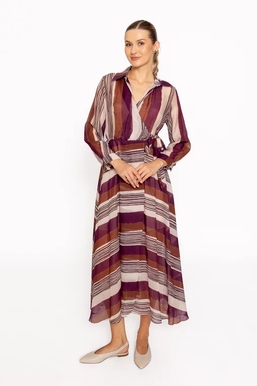Rochie midi imprimeu geometric mov RKC60802 thumbnail picture - 