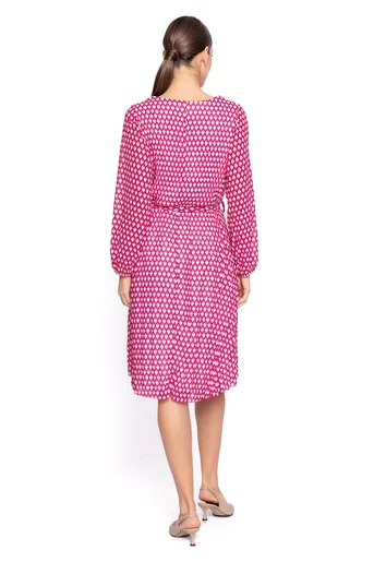 Rochie midi imprimeu geometric roz RW067