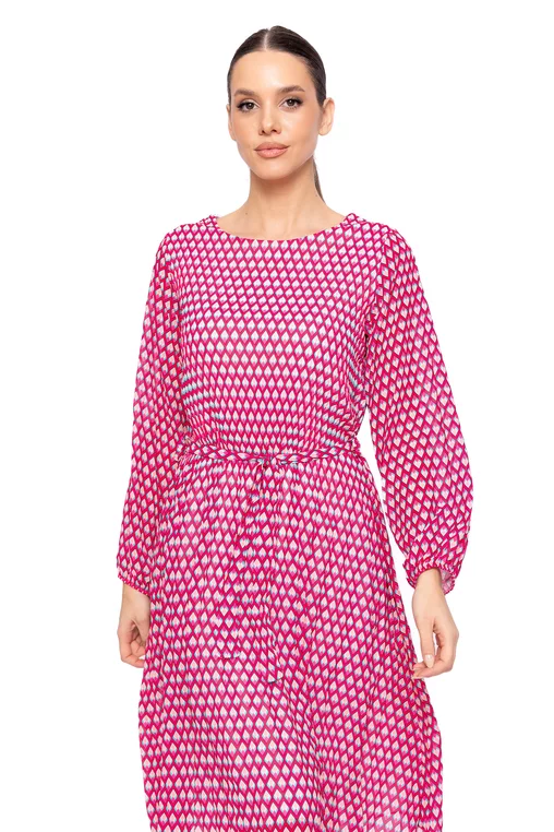 Rochie midi imprimeu geometric roz RW067 thumbnail picture - 