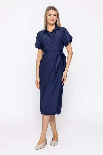 Rochie midi petrecută vâscoză bleumarin RVI60503