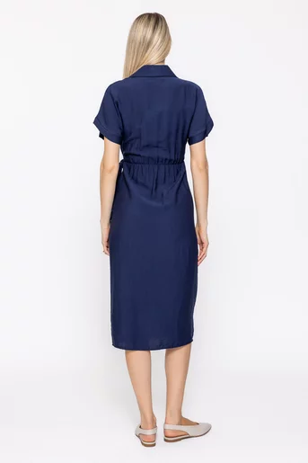 Rochie midi petrecută vâscoză bleumarin RVI60503