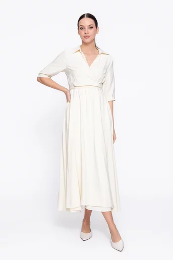 Rochie midi suprapusă galbenă RKC60301