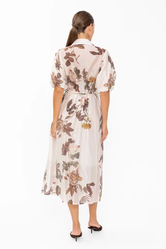 Rochie midi tip cămașă ivory RDP60801