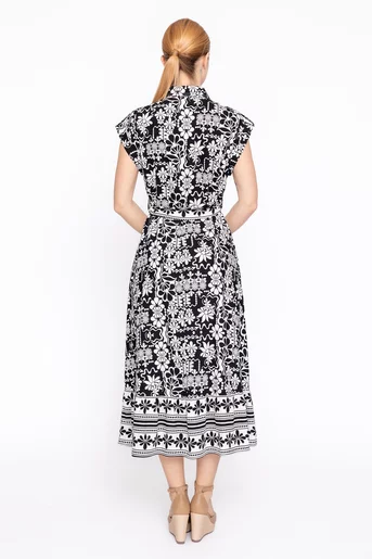 Rochie midi tip cămașă neagră RSS60303