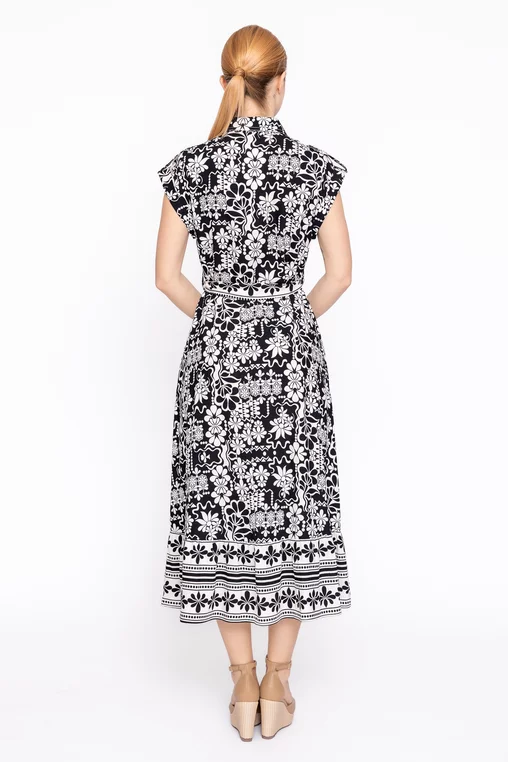 Rochie midi tip cămașă neagră RSS60303 thumbnail picture - 