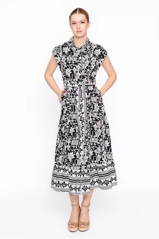 Rochie midi tip cămașă neagră RSS60303 thumbnail picture - 
