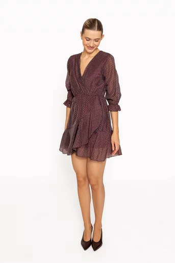 Rochie mini imprimeu buline mov RKC60803