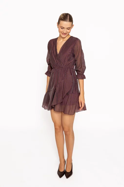 Rochie mini imprimeu buline mov RKC60803 thumbnail picture - 
