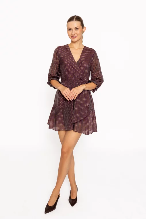 Rochie mini imprimeu buline mov RKC60803 thumbnail picture - 