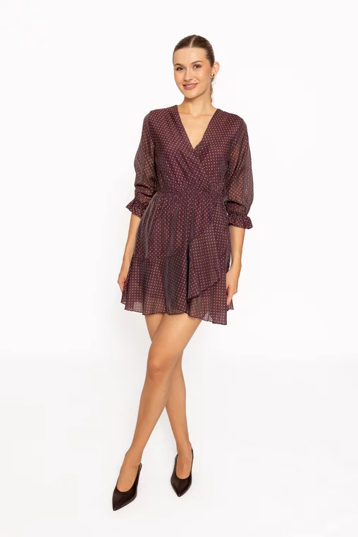 Rochie mini imprimeu buline mov RKC60803 thumbnail picture - 