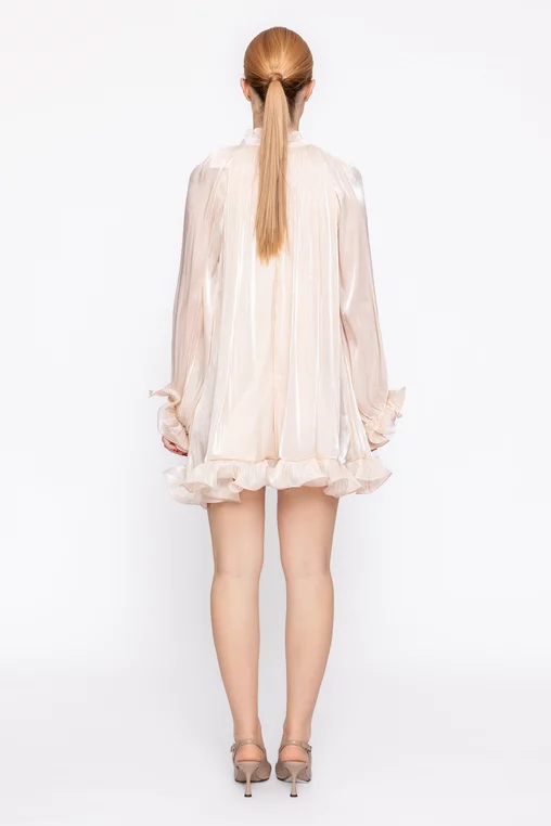 Rochie mini lejeră cu mâneci ample crem RLS60202 thumbnail picture - 