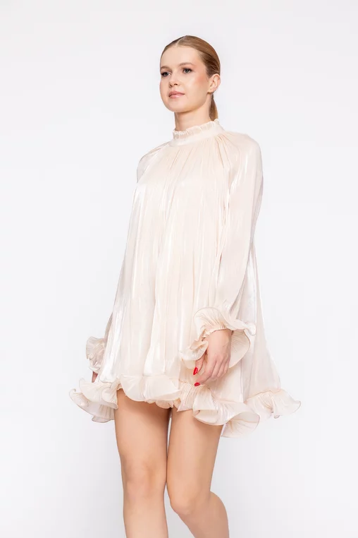 Rochie mini lejeră cu mâneci ample crem RLS60202 thumbnail picture - 