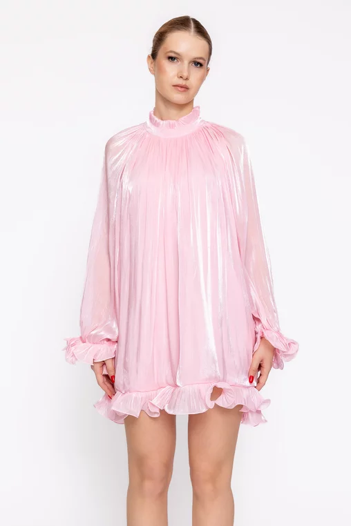 Rochie mini lejeră cu mâneci ample roz RLS60202 thumbnail picture - 