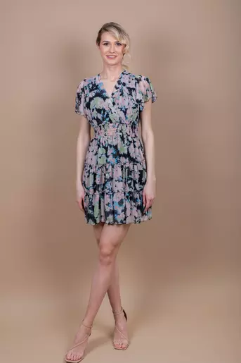 Rochie mini voal imprimat neagra  M9944