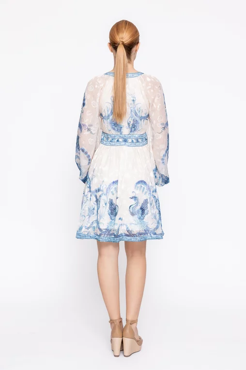 Rochie scurtă cu mâneci bufante bleu RLS60206 thumbnail picture - 