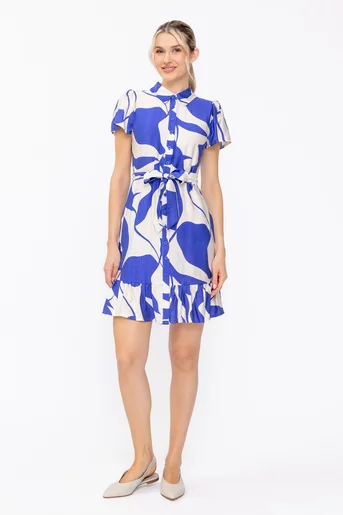 Rochie tip cămașă albastră RSM60511