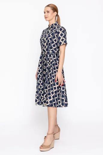 Rochie tip cămașă din bumbac bleumarin RBD60208