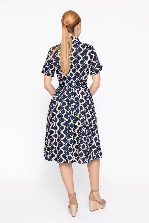 Rochie tip cămașă din bumbac bleumarin RBD60208 thumbnail picture - 