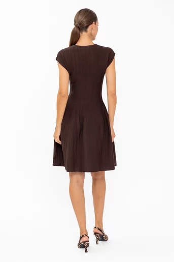 Rochie tricotată în clini maro RBD60802
