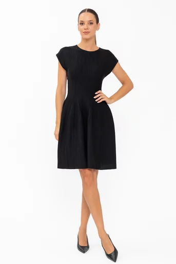 Rochie tricotată în clini neagră RBD60802