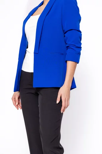 Sacou Caramel casual cu mâneci încrețite albastru S1608