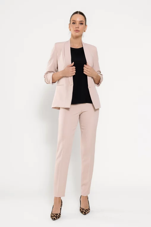Sacou Caramel casual cu mâneci încrețite bej deschis S1608 thumbnail picture - 