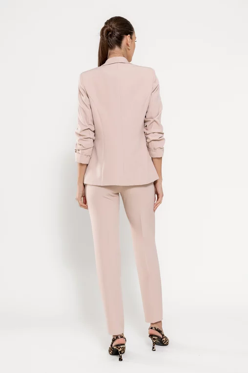 Sacou Caramel casual cu mâneci încrețite bej deschis S1608 thumbnail picture - 