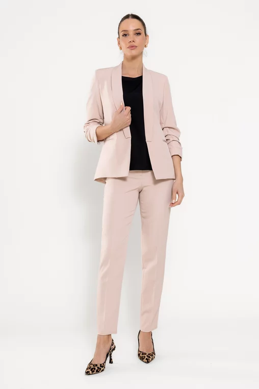 Sacou Caramel casual cu mâneci încrețite bej deschis S1608 thumbnail picture - 