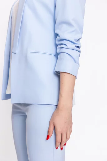 Sacou Caramel casual cu mâneci încrețite bleu S1608