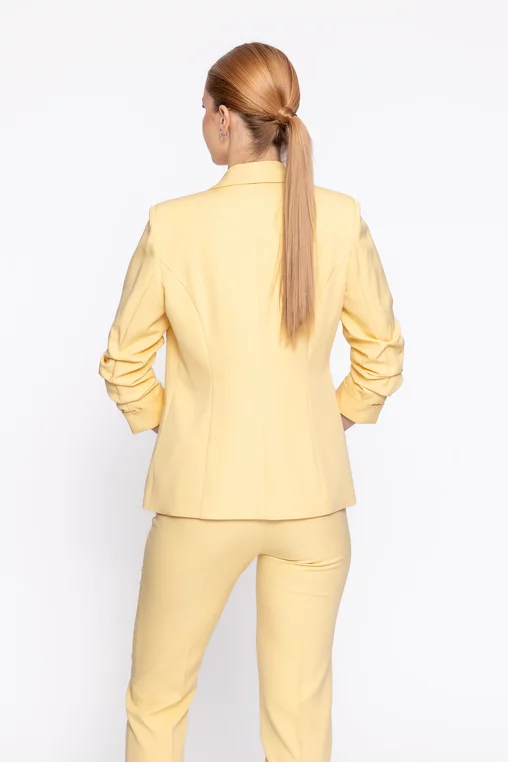 Sacou Caramel casual cu mâneci încrețite galben S1608 thumbnail picture - 