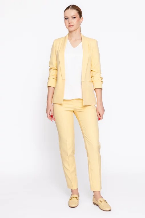 Sacou Caramel casual cu mâneci încrețite galben S1608 thumbnail picture - 