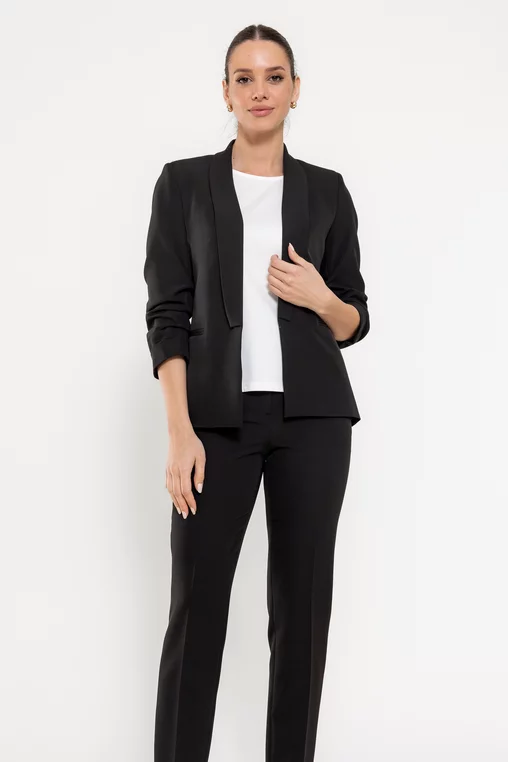 Sacou Caramel casual cu mâneci încrețite negru S1608 thumbnail picture - 