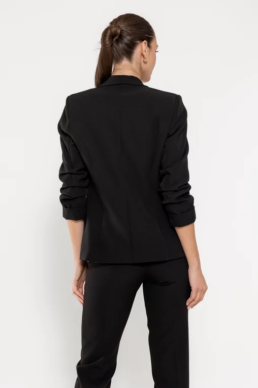 Sacou Caramel casual cu mâneci încrețite negru S1608 thumbnail picture - 