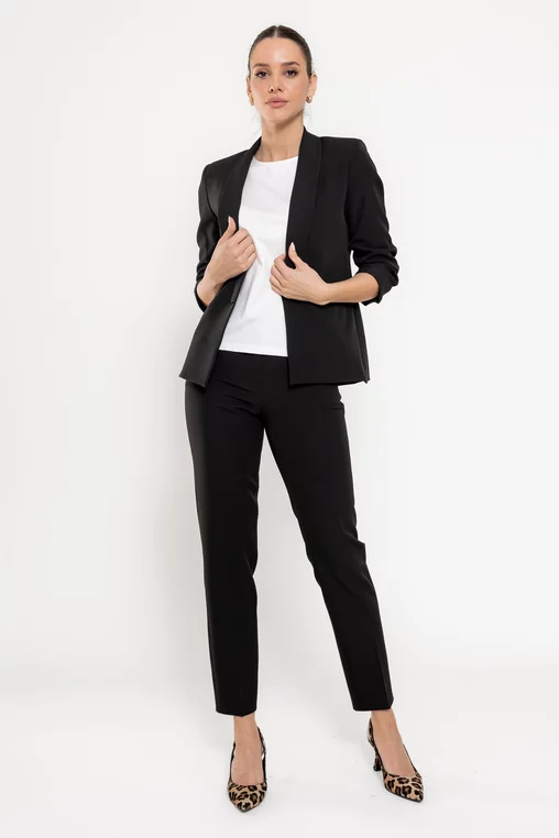Sacou Caramel casual cu mâneci încrețite negru S1608 thumbnail picture - 
