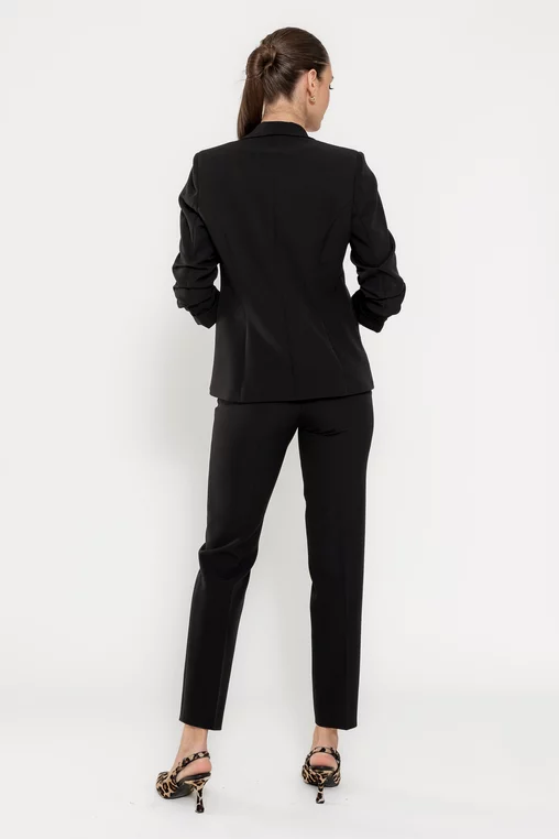 Sacou Caramel casual cu mâneci încrețite negru S1608 thumbnail picture - 