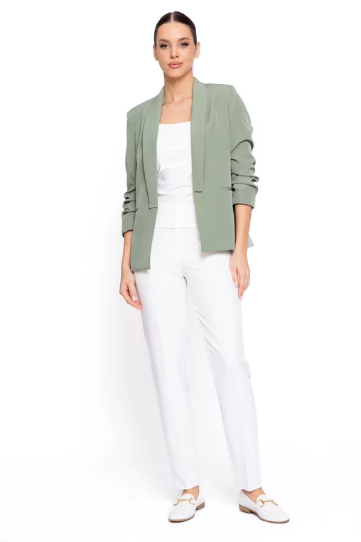 Sacou Caramel casual cu mâneci încrețite olive S1608 thumbnail picture - 
