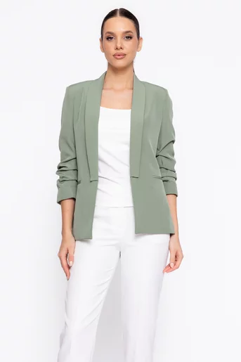 Sacou Caramel casual cu mâneci încrețite olive S1608