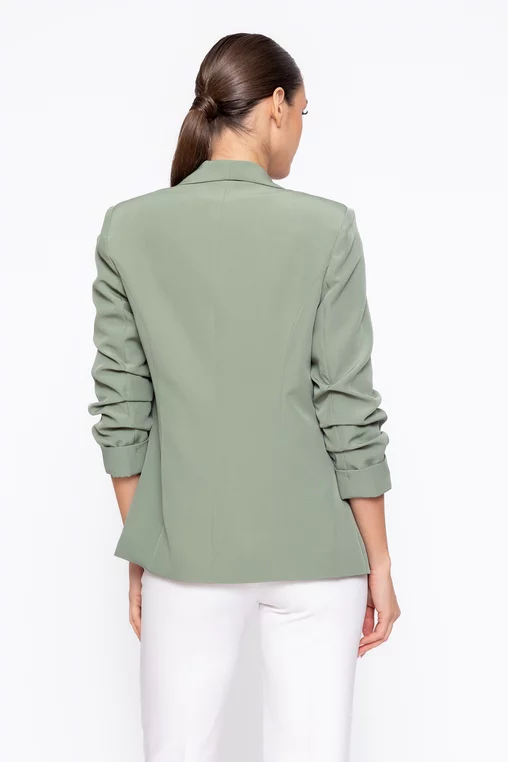 Sacou Caramel casual cu mâneci încrețite olive S1608 thumbnail picture - 