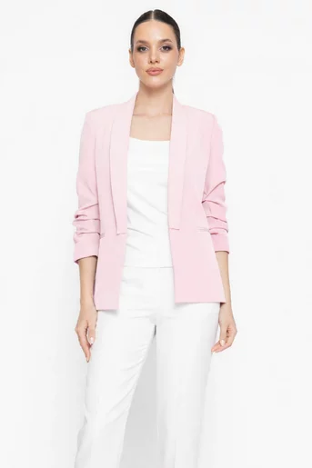 Sacou Caramel casual cu mâneci încrețite roz S1608