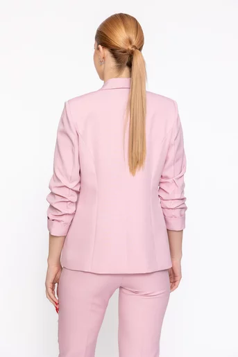 Sacou Caramel casual cu mâneci încrețite roz S1608