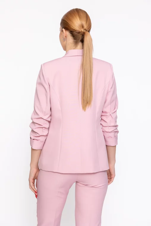 Sacou Caramel casual cu mâneci încrețite roz S1608 thumbnail picture - 
