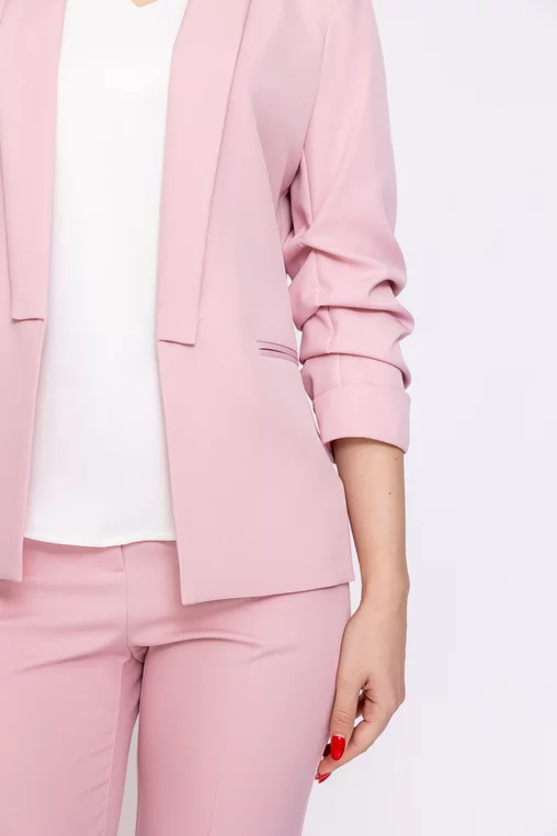 Sacou Caramel casual cu mâneci încrețite roz S1608 thumbnail picture - 