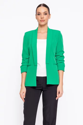 Sacou Caramel casual cu mâneci încrețite verde S1608