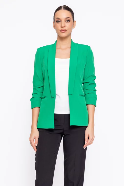 Sacou Caramel casual cu mâneci încrețite verde S1608 thumbnail picture - 