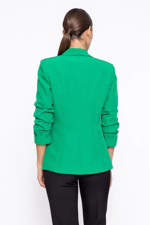 Sacou Caramel casual cu mâneci încrețite verde S1608 thumbnail picture - 