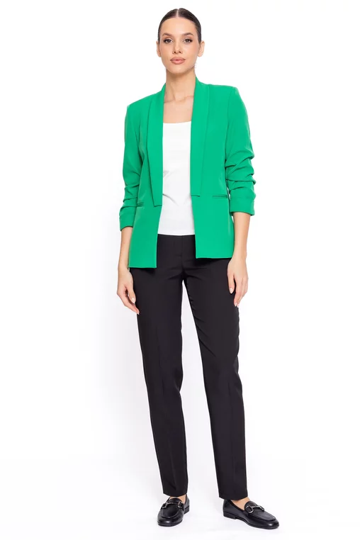 Sacou Caramel casual cu mâneci încrețite verde S1608 thumbnail picture - 