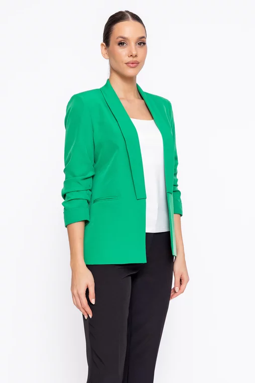 Sacou Caramel casual cu mâneci încrețite verde S1608 thumbnail picture - 
